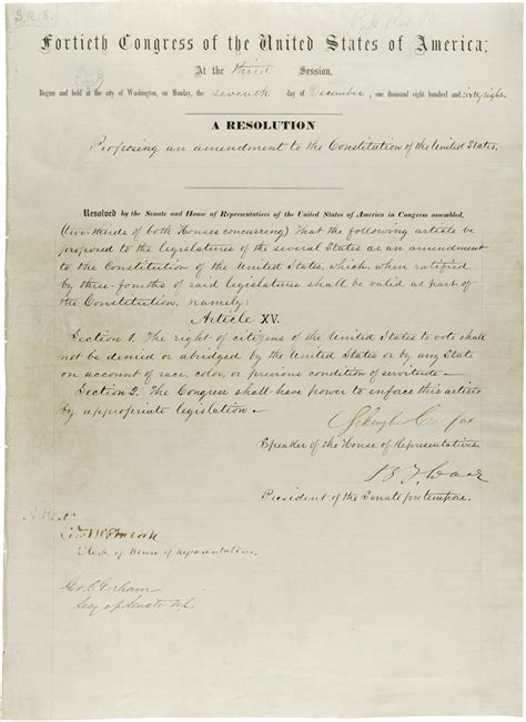 Today's Document • The Fifteenth Amendment, Ratified February 3,...