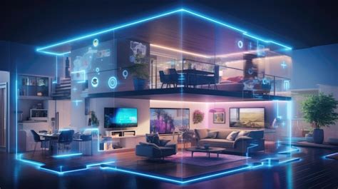 Premium AI Image | High tech smart home glowing with activity