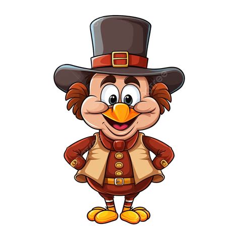 Thanksgiving Turkey Pilgrim Cartoon Characters Showing A Wooden Blank Board, Mascot Design ...