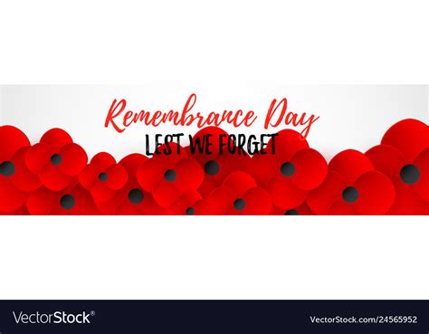 Remembrance day web header lest we forget Vector Image