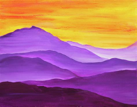 Purple Mountain Sunset Painting by Iryna Goodall