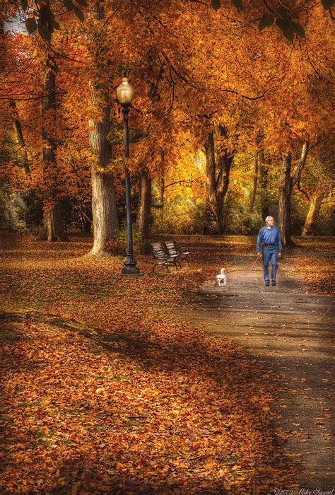 Autumn - People - A Walk In The Park Photograph by Mike Savad