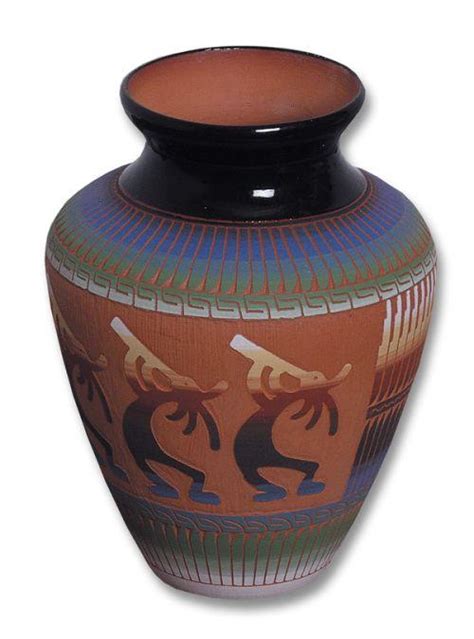 Etched Kokopelli Ceramic Pot - Southwest Indian CeramicsPottery ...