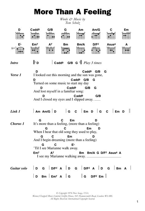 More Than A Feeling by Boston - Guitar Chords/Lyrics - Guitar Instructor