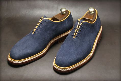 Handmade men Navy blue Suede dress shoes Mens Suede shoes Mens formal ...