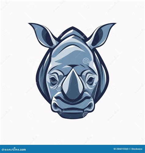 Blue Rhino Head Logo Design with Contoured Shading Stock Illustration ...