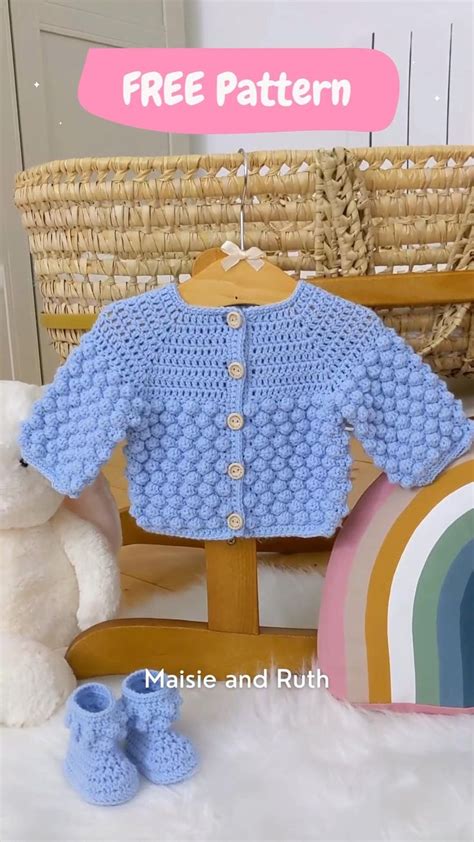 Bobble Stitch Crochet Baby Cardigan ~ Free Crochet Pattern | Crochet baby cardigan, Crochet baby ...