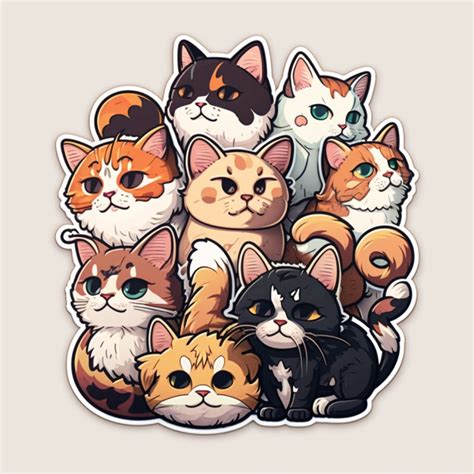 Cats Fluffy and Cute Cartoonish Stickers - Etsy