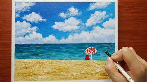 Easy Seascape Beach Painting - Ocean Acrylic Painting for Beginners ...