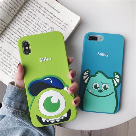 Cute 3D Monsters Furry monster cartoon ear phone case for iPhone 6 6s 7 ...