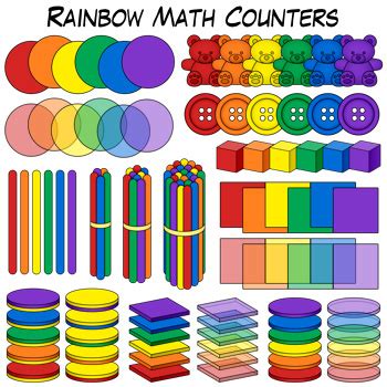 Rainbow Math Counters Clip Art by Digital Classroom Clipart | TpT