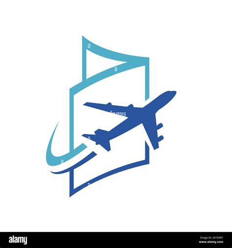 flying airplane on identity book visa passport logo design vector icon illustration Stock Vector ...