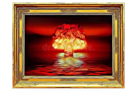 Nuclear Explosion, with a Frame - Original Digital Art Painting Stock Image - Illustration of ...