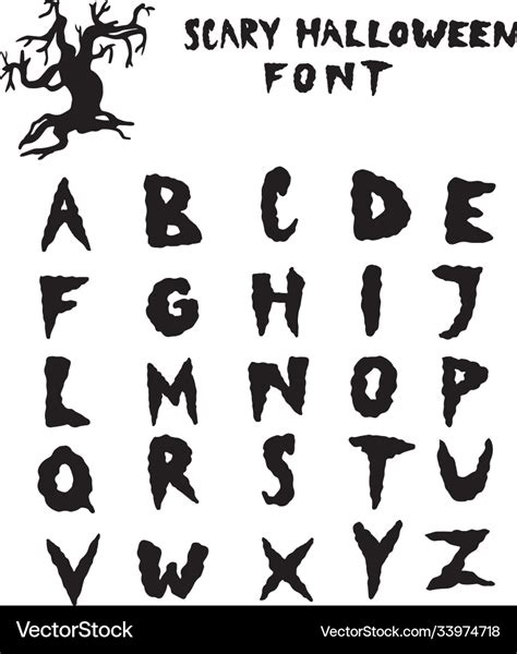 Scary halloween font hand drawn creepy alphabet Vector Image