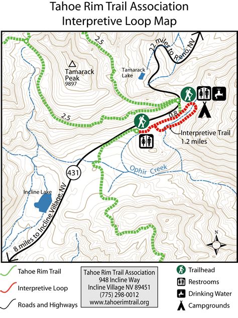 Tahoe Rim Trail Interpretive Loop Lake Tahoe California Map - lake tahoe ca • mappery