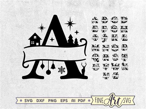 Christmas Split Alphabet SVG Christmas Monogram Svg - Etsy Nederland