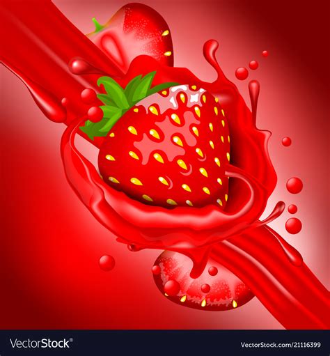 Splash of strawberry juice in motion Royalty Free Vector