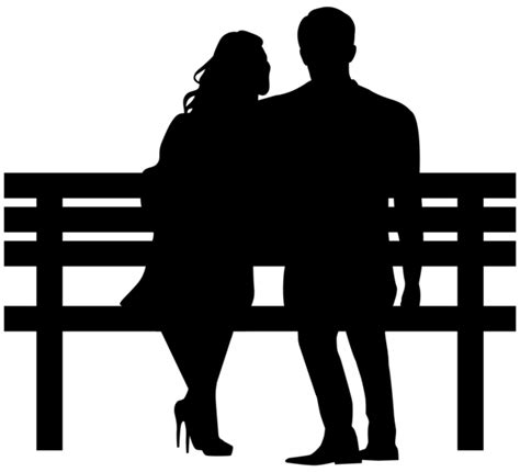 Love Couple Silhouettes on Bench Transparent Image | Silhouette art, Couple silhouette ...