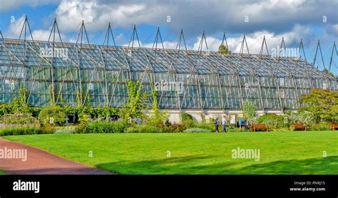 EDINBURGH SCOTLAND BOTANIC GARDENS A GLASS HOUSE AND EXTENSIVE ...