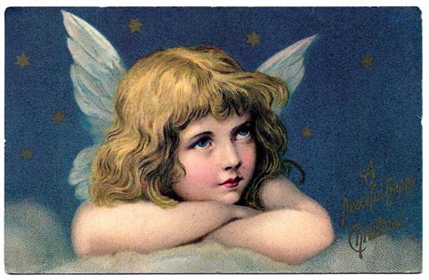 Vintage Graphic - Amazing Angel with Stars - The Graphics Fairy