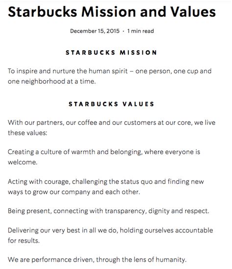 Starbucks Mission Statement and Vision Statement In A Nutshell - FourWeekMBA