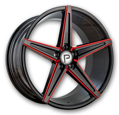 Pinnacle Wheels - P202 Supreme Gloss Black Red Milled