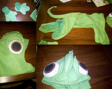 I made this Pascal costume for my grandson. I purchased a pea costume and added the eyes scales ...