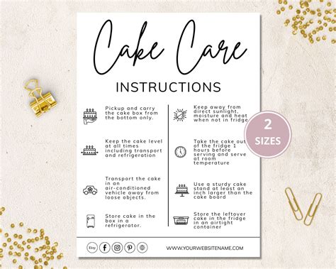 Cake Care Card Editable Template, Wedding Cake Care Cards, Printable Cake Care Guide, Cake ...