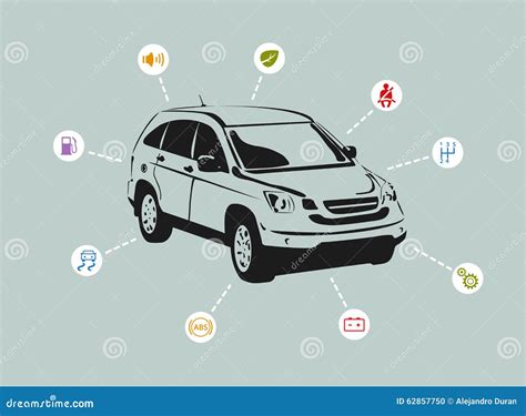 SUV features stock vector. Illustration of layout, ecology - 62857750