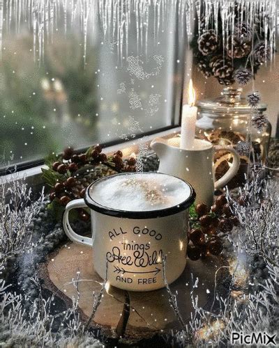 Winter morning | Good morning, Good morning coffee gif, Good morning ...