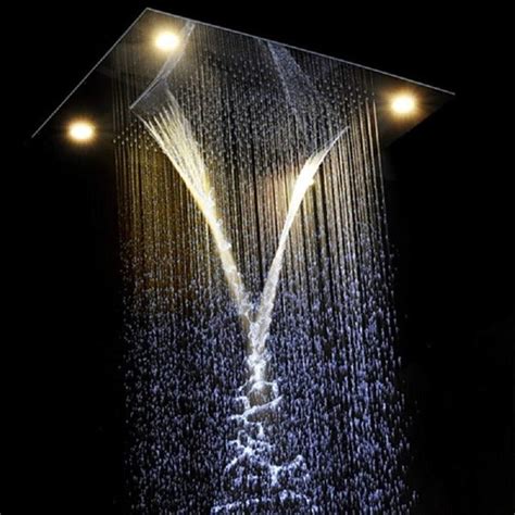 23"x31" Luxurious, recessed rain & waterfall LED shower head - 4 mode ...