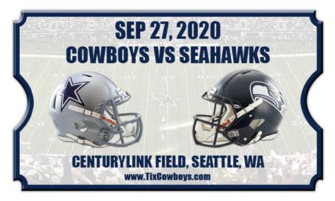 Dallas Cowboys vs Seattle Seahawks Football Tickets | 09/27/20