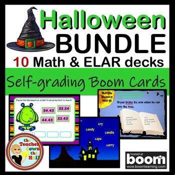 Halloween Bundle 4th Grade Math and ELAR Cards Halloween Themed Activities