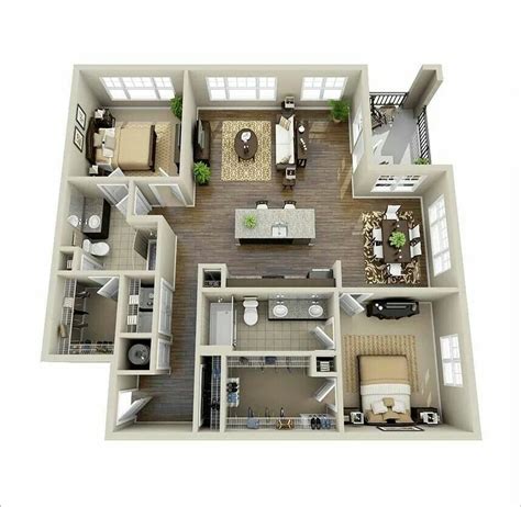 2 bedrooms | Apartment floor plans, Apartment floor plan, Apartment layout