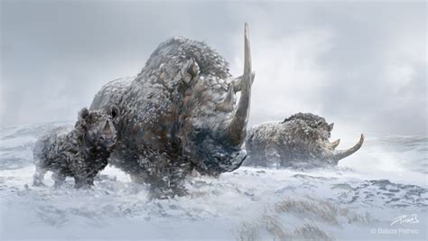 Prehistoric mammals series. Woolly rhinos in the blizzard. | Prehistoric, Prehistoric creatures ...