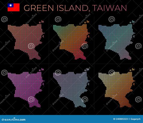 Green Island, Taiwan Dotted Map Set. Stock Vector - Illustration of ...