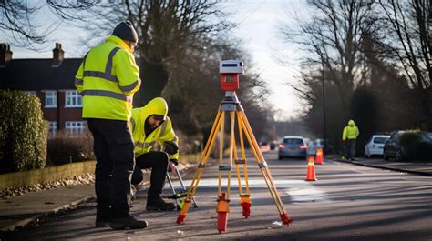 Premium AI Image | a team of surveyors using GPS equipment to map out a new road alignment