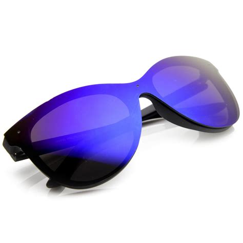 Ultra Futuristic Flat Shield Mirror Lens Sunglasses - zeroUV