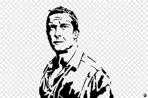 Bear Grylls Man vs. Wild Drawing, Silhouette, white, face png | PNGEgg