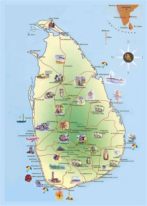 Detailed travel map of Sri Lanka | Sri Lanka | Asia | Mapsland | Maps ...