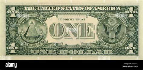 Reverse of a US One Dollar Bill, Often Referred to as the Green Back ...