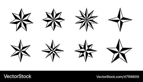 Set of cool geometric star shapes tattoo elements Vector Image