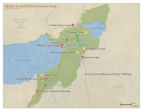 Queen Elizabeth NP Map – Detailed map of Queen Elizabeth National Park