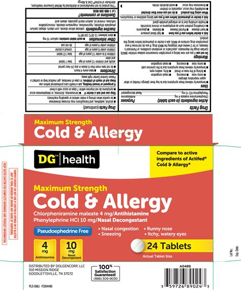 COLD AND ALLERGY MAXIMUM STRENGTH- chlorpheniramine maleate ...