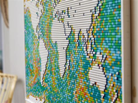 LEGO Art World Map lets you track your travels using the push pins & brings oceans to life ...