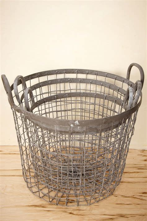 Set of Three Industrial Wire Baskets 9.5in. 11in. 12.5in. Smallest 9 ...