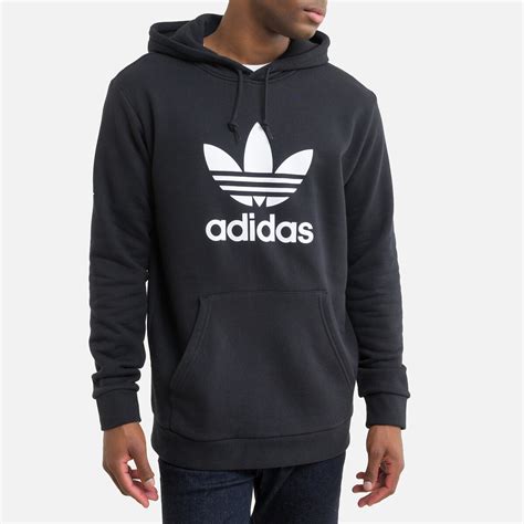 Cotton trefoil logo hoodie, black, Adidas Originals | La Redoute