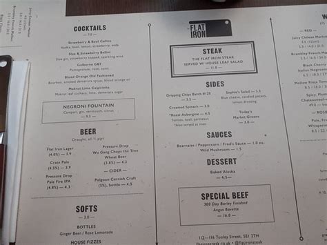 Flat Iron Steak London Menu | Bruin Blog