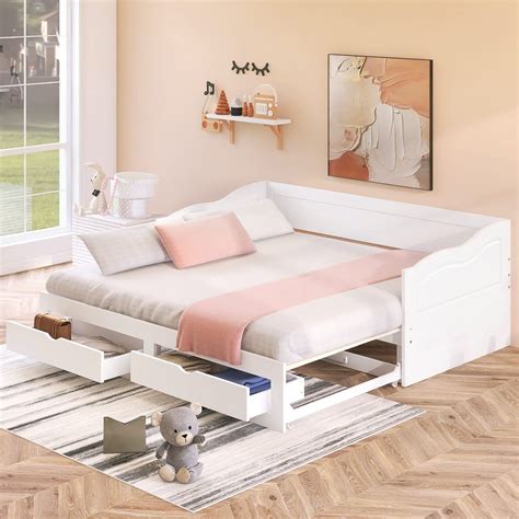 MERITLINE Extending Twin to King Daybed with 2 Drawers, Twin to King ...