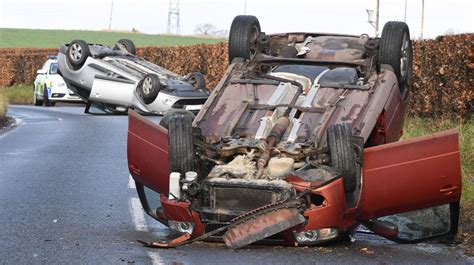 VIDEO: Two cars overturned in crash on Aberdeenshire road - Evening ...